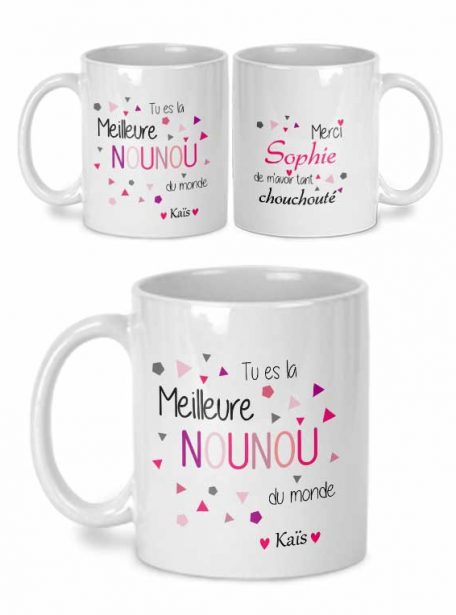 Mug Nounou personnalisé prénom enfant et nounou