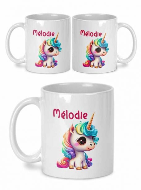 mug licorne personnalisé avec prénom de l'enfant