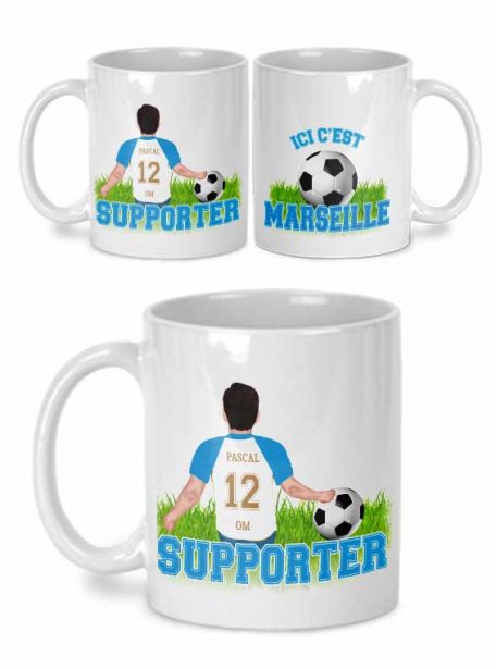 mug supporter marseille avec prénom