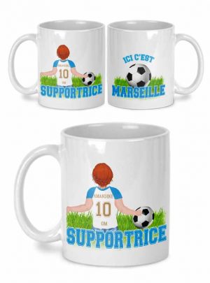 mug foot supportrice marseille avec prénom